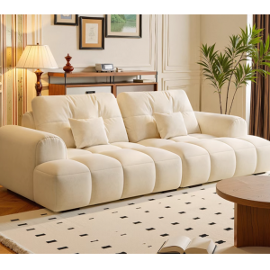 复古雪尼尔绿色泡芙沙发